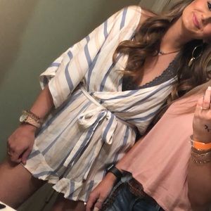 Ivory Striped Romper